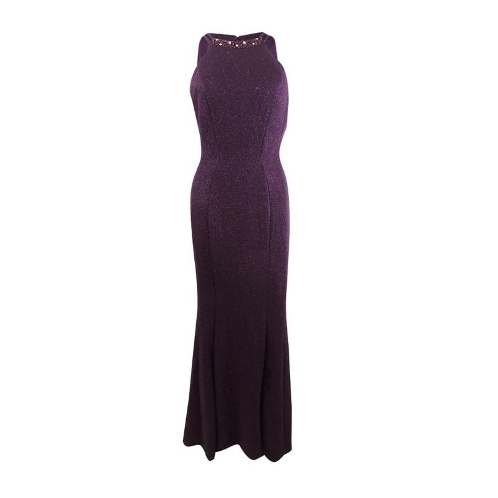 Nightway Women's Glitter-Knit Gown - Mulberry